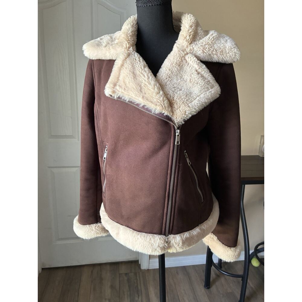 Banana Republic Women's Faux Fur Jacket Size Small Brown